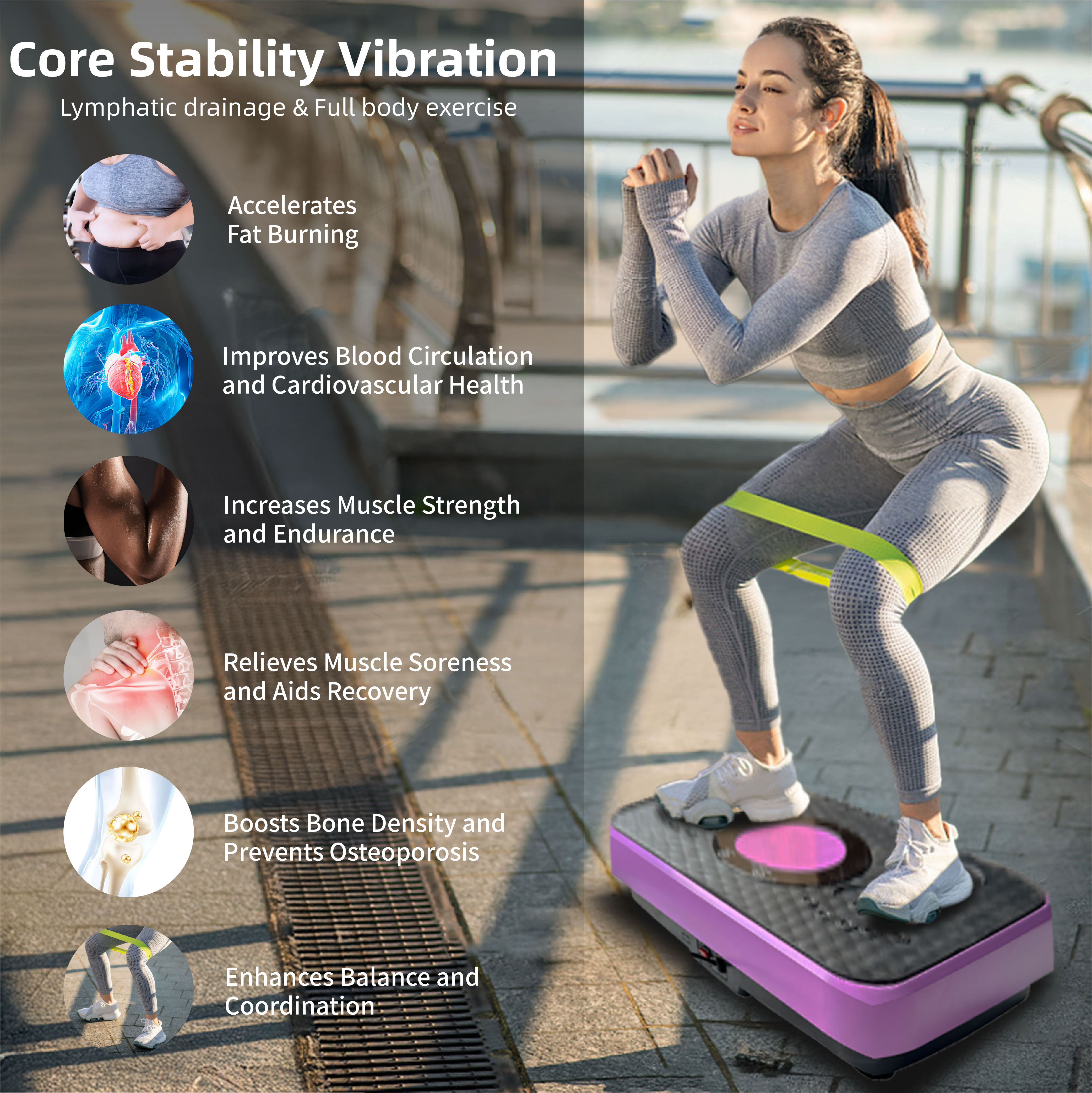 Vibration Plate Fitness Platform, Whole Body Exercise Machine For Lymphatic Drainage, Shaking Workout Board With 120 Speed Levels, Fat Burner And Weight Loss Equipment For Men And Women._voghion.com